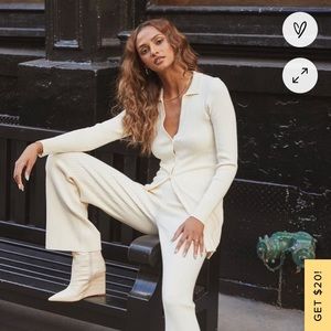 Lulu’s casual rib knit white pants, medium